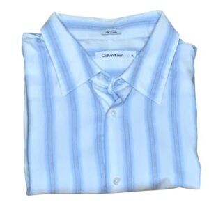 Calvin Klein Blue & White Striped Casual Business Career Shirt XL
